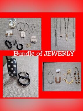 20 Pcs -Mixed Women’s Jewelry Bundle in Black, Silver, Gold- TAKING OFFERS
